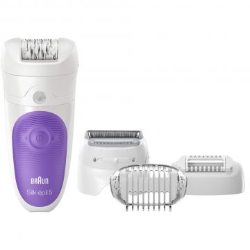 Epilator Braun SE5541, 28 pensete, 2 viteze, Umed/Uscat, Alb/Mov