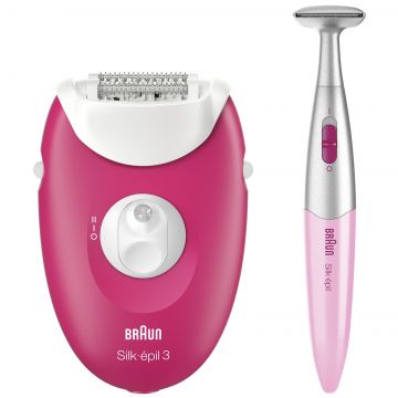 Epilator Braun Silk-epil 3 3-420, 20 pensete, 2 viteze, Roz