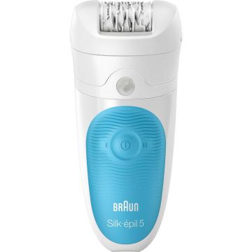Epilator Braun Silk-epil 5-545, 28 pensete, 2 viteze, Umed/Uscat, Alb/Albastru