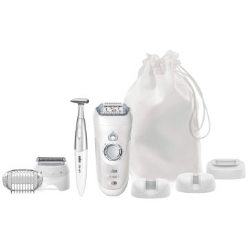 Epilator Braun Silk-epil 7 7-561, 40 pensete, 2 viteze, Umed/Uscat, Alb