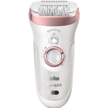 Epilator Braun Silk-epil 9 SensoSmart 9/890, 40 pensete, 2 viteze, Alb/Roz