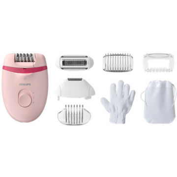 Epilator Compact Cu Fir BRE285/00 Satinelle Essential Lavabil Opti-light 2 Viteze Roz