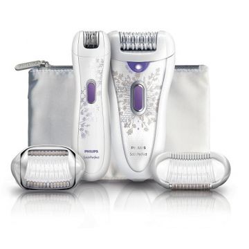 Epilator cu cap pivotant Philips HP6574, 32 pensete, 2 viteze, alb/mov