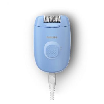 Epilator cu fir Philips BRE228/00, Series 2000, 1 setare de viteza, Cap de epilare lavabil (Albastru)