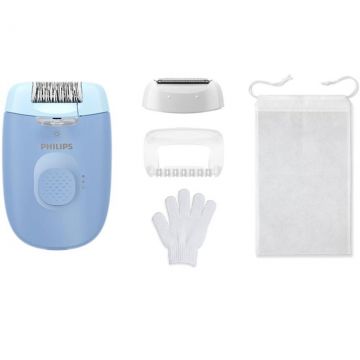 Epilator cu Fir Seria 4000 BRE247/00 2 Setari de Viteza Cap de Epilare Lavabil 4 Accesorii Lumina LED Albastru