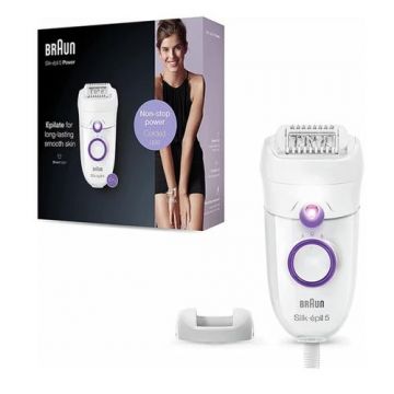 Epilator electric Braun Silk-epil 5 5-505P, 2 viteze (Alb/Mov)