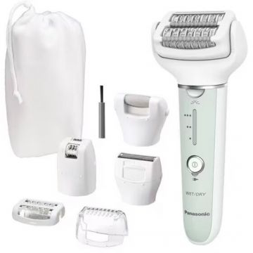 Epilator ES-EY70A-G503 60 Pensete 3 Viteze 5 Accesorii Wet&Dry Acumulator Verde-Alb