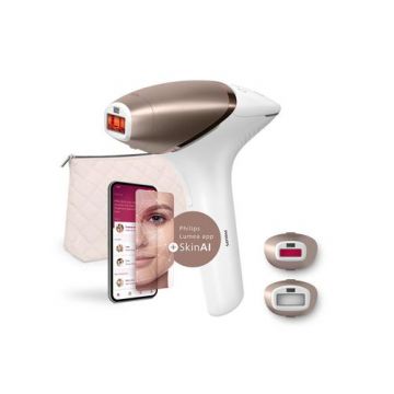 Epilator IPL Philips Lumea Seria 9900 BRI950/01, Senzor SmartSkin, 450.000 impulsuri, 5 nivele intensitate (Alb/Roz)