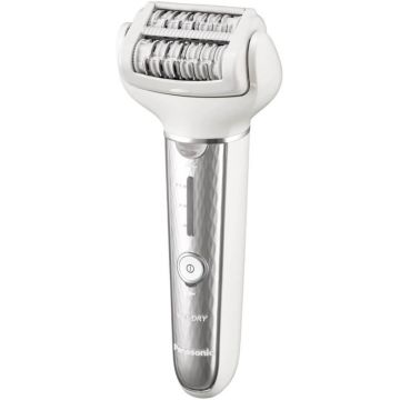 Epilator Panasonic ES-EL9A-S503, 60 puncte de prindere, 3 viteze, 10 accesorii, Alb/Argintiu