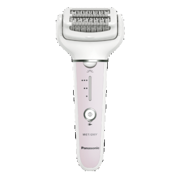 Epilator Panasonic ES-EY80-P503, Wet & Dry, Cordless, 2discuri & 60 pensete, Senzor presiune, Discuri duble, Cap flexibil si pivotant la 90°, 3 viteze (Alb/Roz)