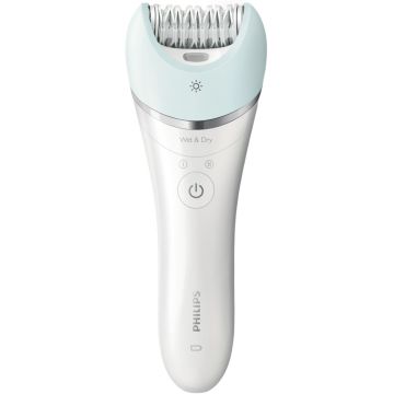 Epilator Philips Satinelle BRE610/00, 32 puncte de prindere, 2 viteze, Umed/Uscat, Alb