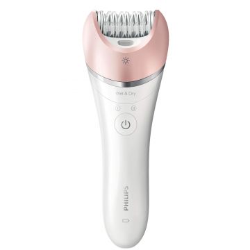 Epilator Philips Satinelle BRE640/00, 32 puncte de prindere, 2 viteze, Umed/Uscat, Alb