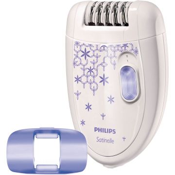 Epilator Philips Satinelle HP6421/00, 20 puncte de prindere, 2 viteze, Alb/Mov