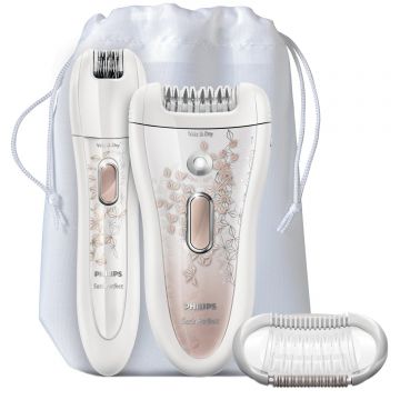 Epilator Philips SatinPerfect HP6579/00, Discuri ceramice, 32 Puncte de prindere, Lavabil, Alb