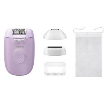 Epilator Philips Seria 4000 BRE257/00, 2 setari de viteza, cap de epilare lavabil, 4 accesorii (Mov)