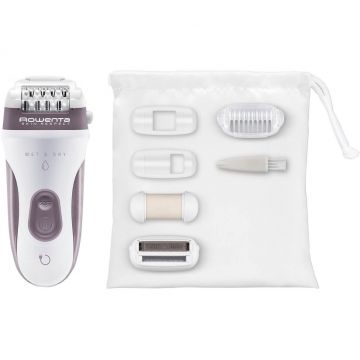 Epilator Rowenta EP8060F0, 24 pensete, 2 viteze, Umed/Uscat, Alb/Roz
