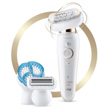 Epilator Silk-epil 9 Flex S9010 Pensete MicroGrip Wet&Dry Alb